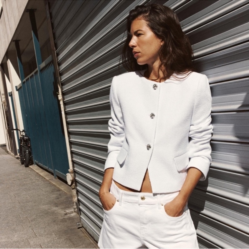 ZARA STRUCTURED METALLIC THREAD BLAZER SIZE S